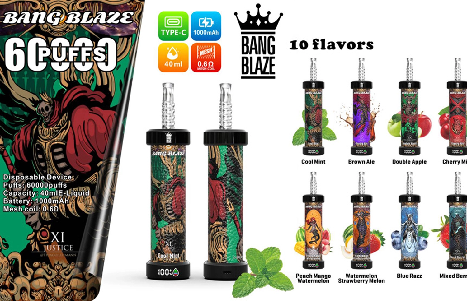 Bang Blaze 60000 DTL 6万パフ 爆煙シーシャ仕様大容量VAPE 10本セット