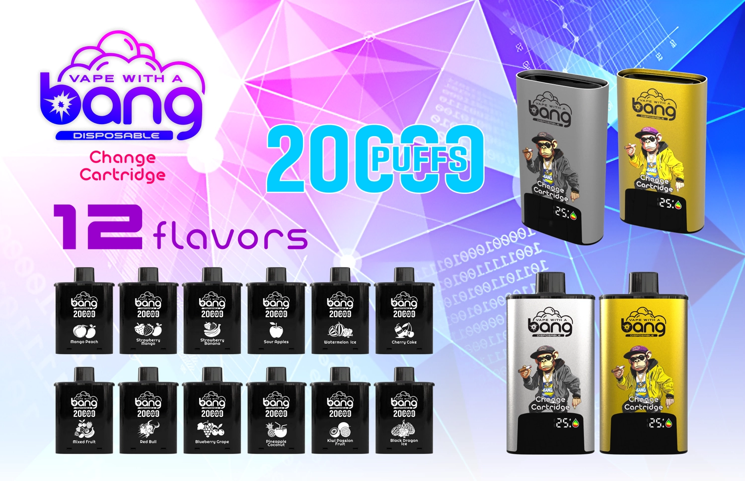 Bang 20000 2万パフ カートリッジ交換式大容量VAPE 10本セット