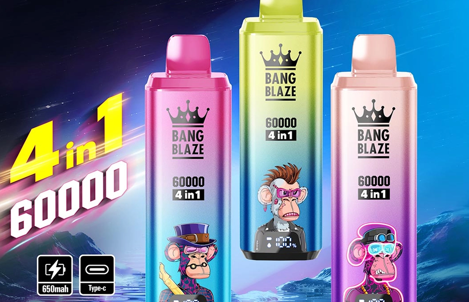 Bang Blaze 60000 6万パフ 4in1フレーバー切替式大容量VAPE 10本セット