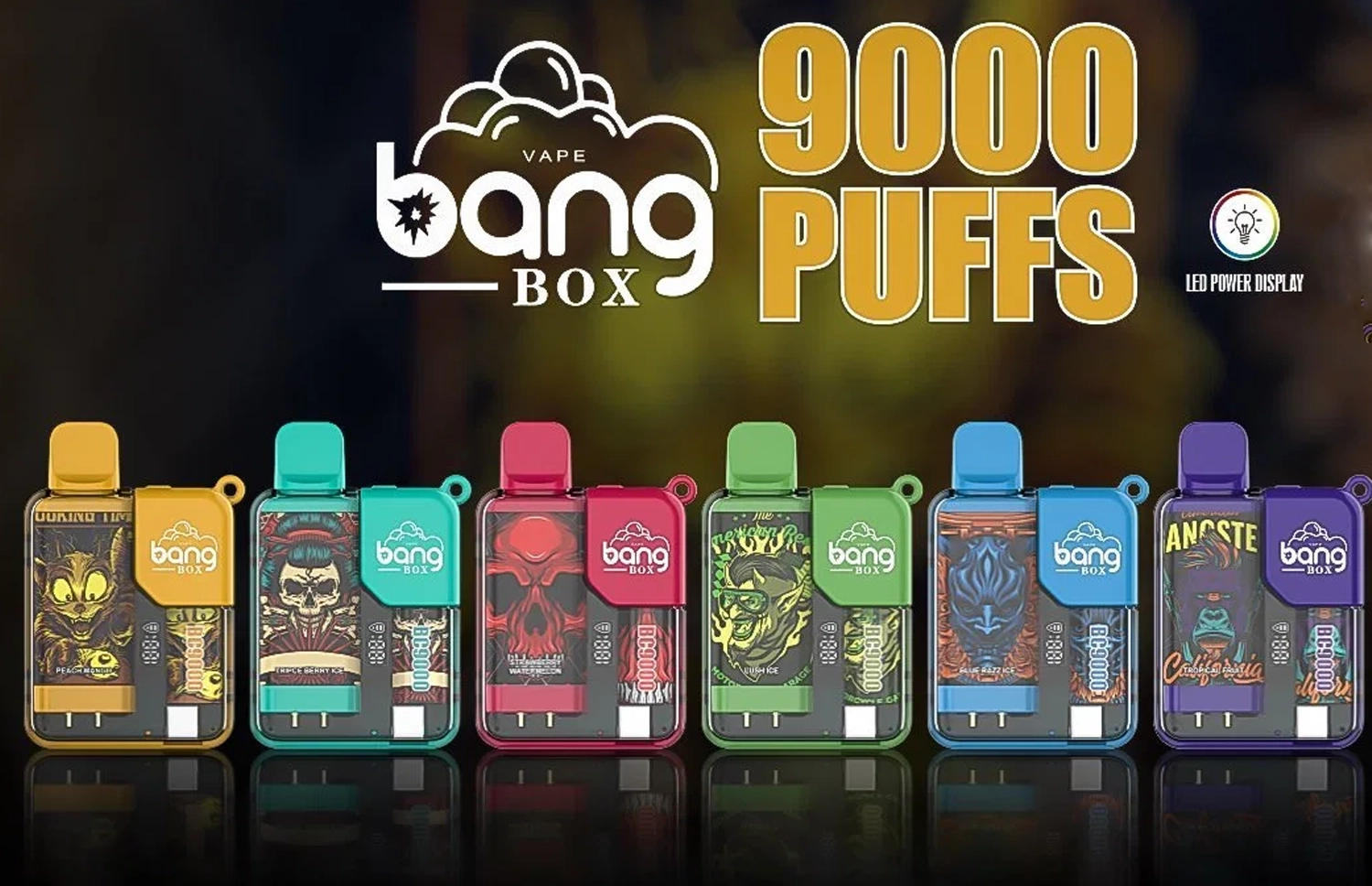 Bang Box 9000 9000パフ 超小型デザイン LED液晶搭載大容量VAPE 10本セット