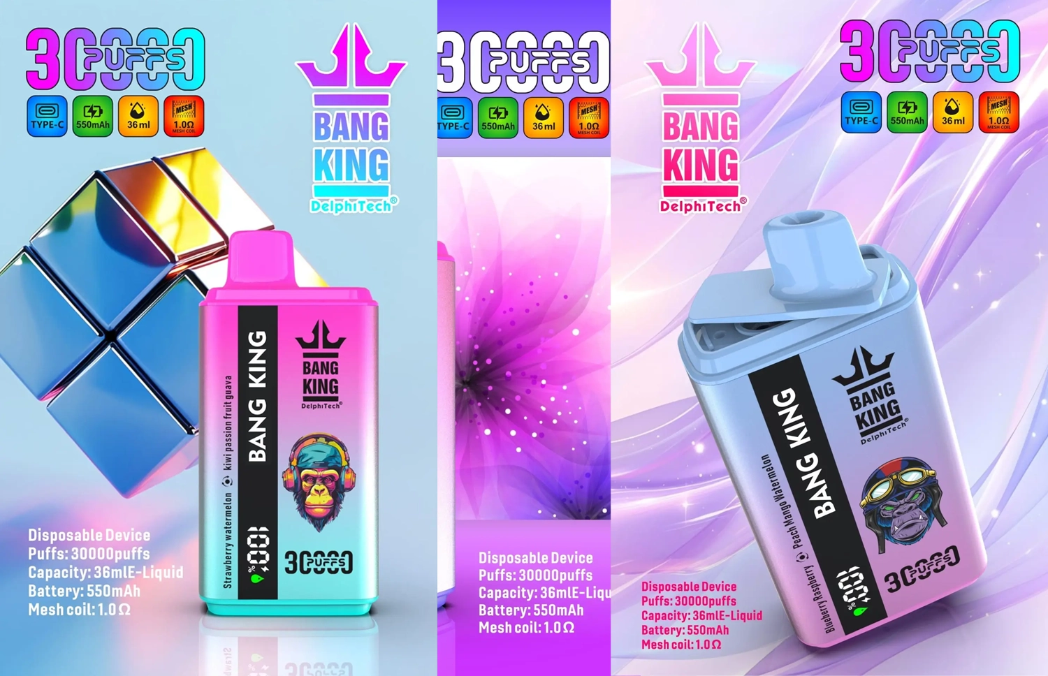 Bang King 30000 3万パフ ダブルフレーバー切替式大容量VAPE 10本セット