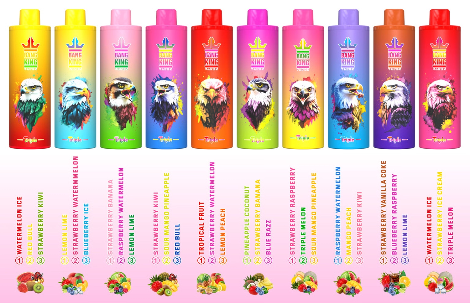 Bang King Triple 100000 10万パフ 3in1フレーバー切替式大容量VAPE 10本セット