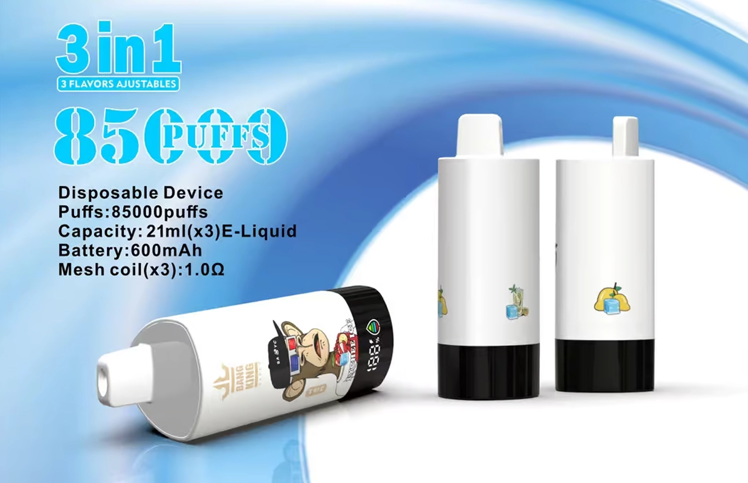 Bang King Triple 85000 8.5万パフ 3in1フレーバー切替式大容量VAPE 10本セット