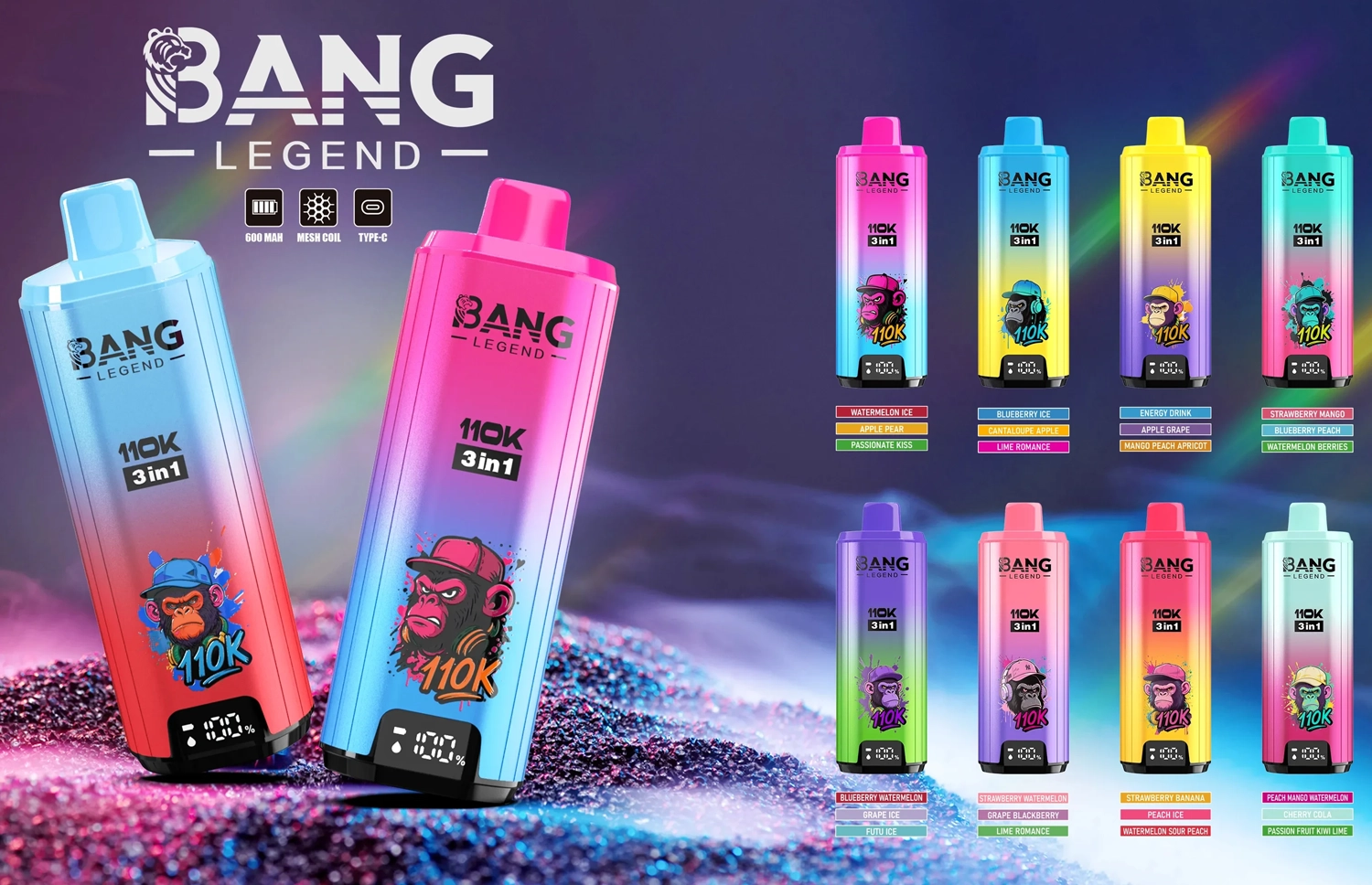 Bang Legend 110000 11万パフ フレーバー切替式大容量VAPE 10本セット