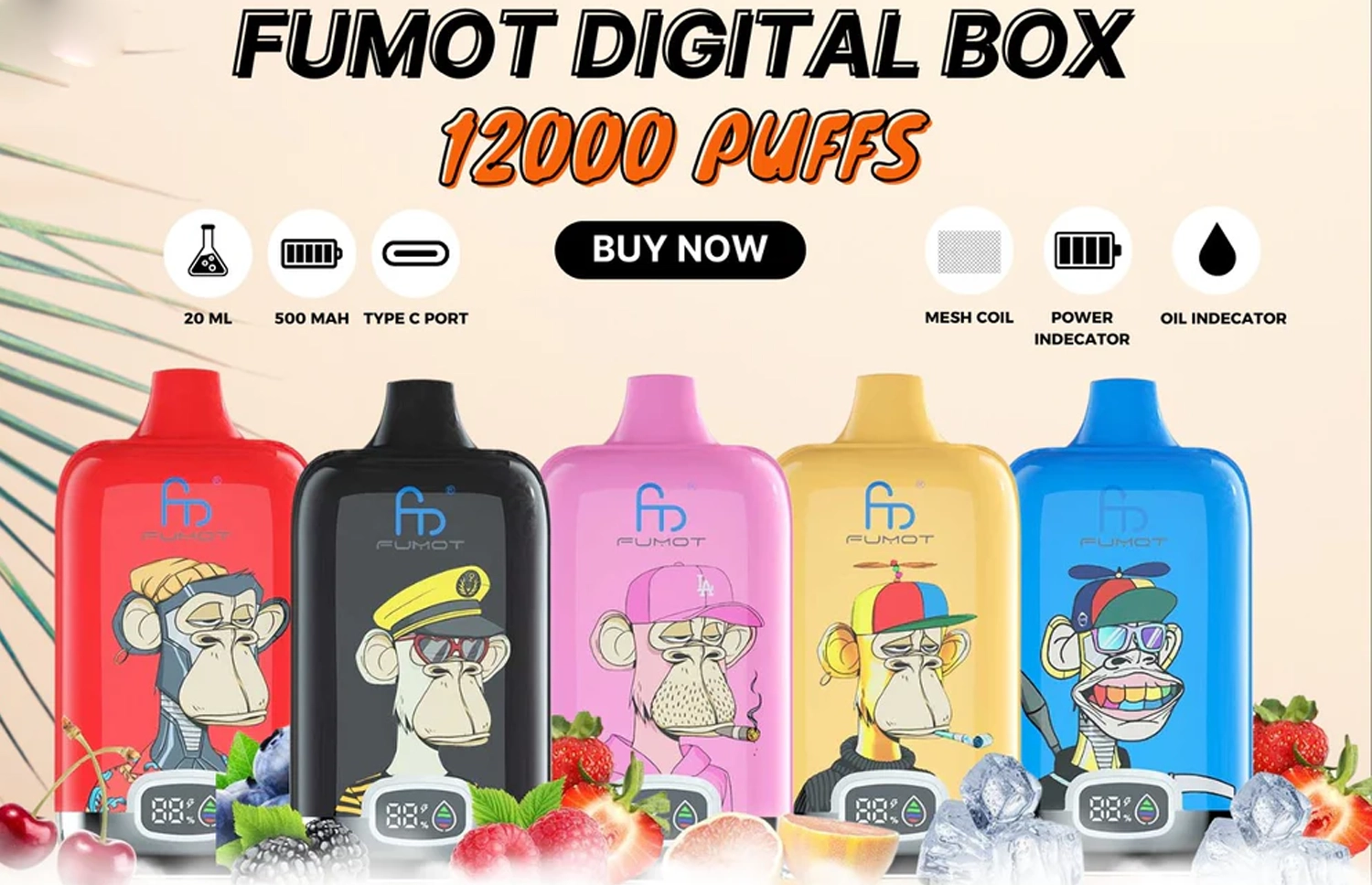 Fumot Digital Box 12000 1.2万パフ スマート液晶搭載大容量VAPE