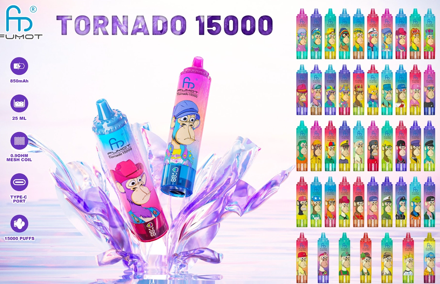 Fumot RandM Tornado 15000 1.5万パフ LED液晶搭載大容量VAPE