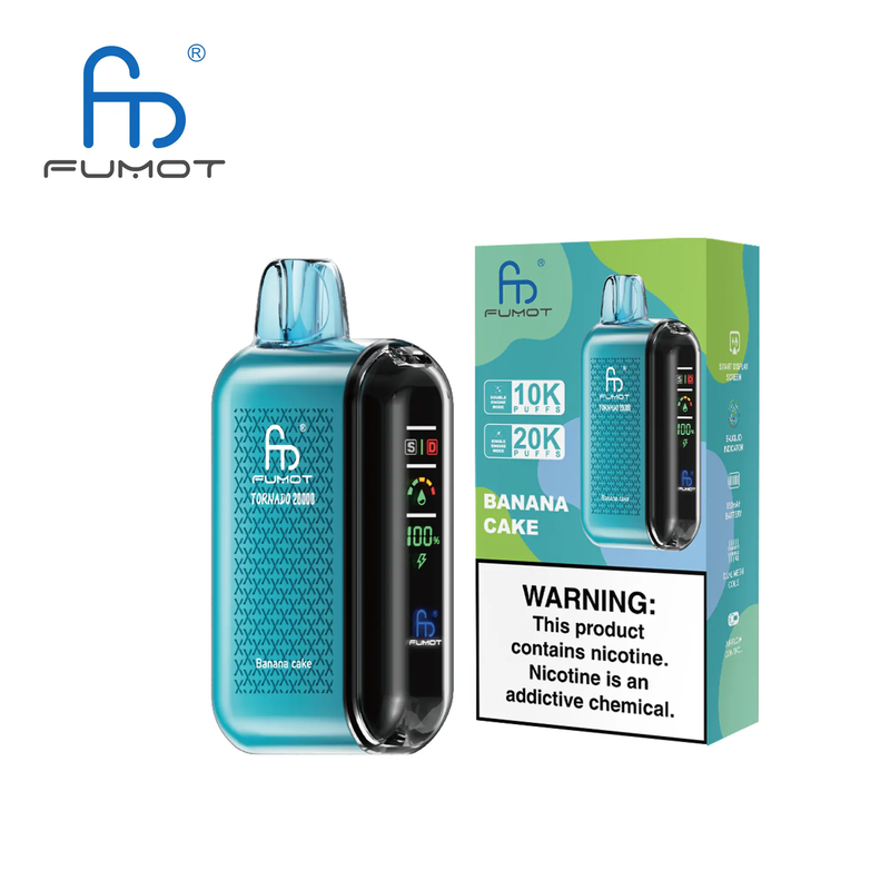Fumot Tornado 20000 20K Puff Adjust Vape with Screen Fumot RandM Vape Wholesale with Banana cake Vape Flavor in EU Vape