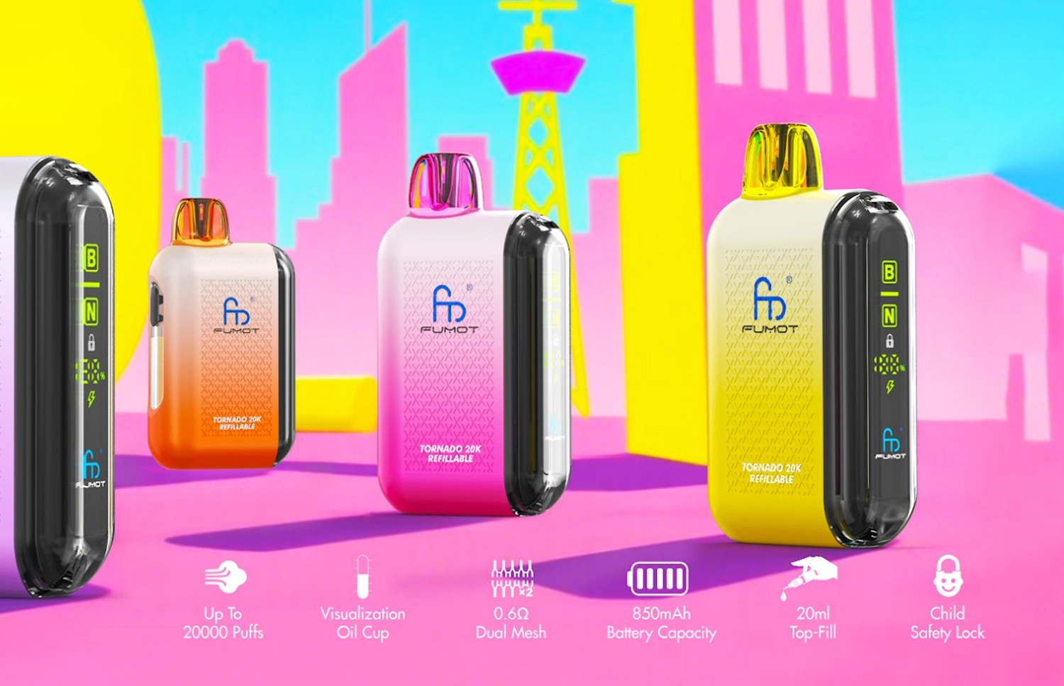 Fumot Tornado 20000 2万パフ 出力切替対応大容量VAPE