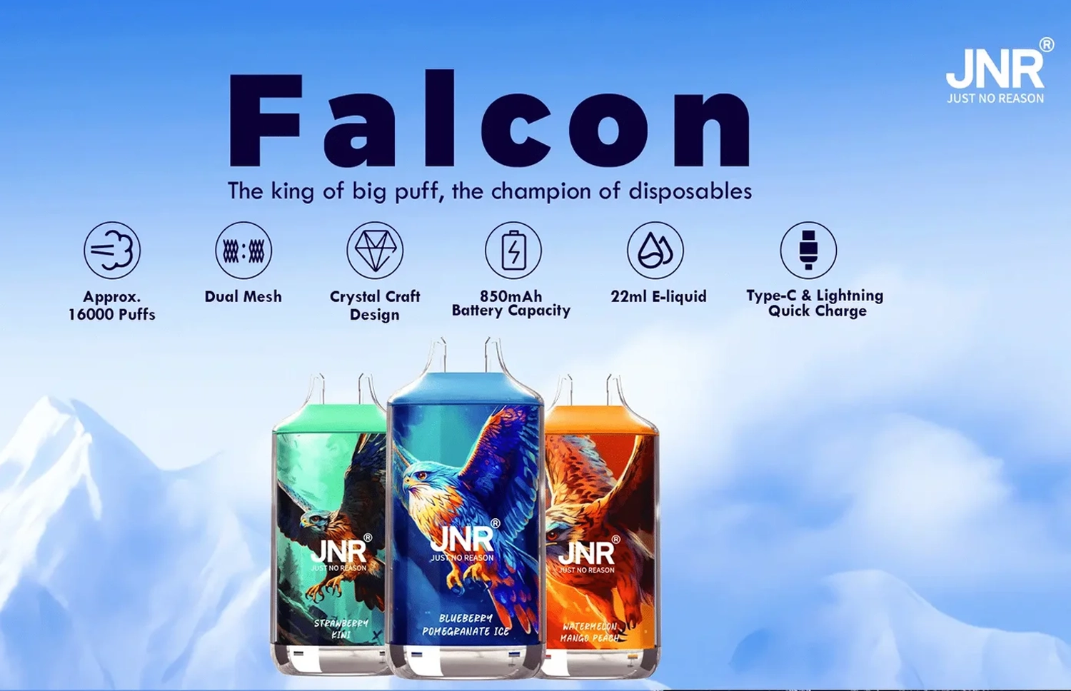 JNR Falcon 16000 1.6万パフ クリスタルデザイン大容量VAPE