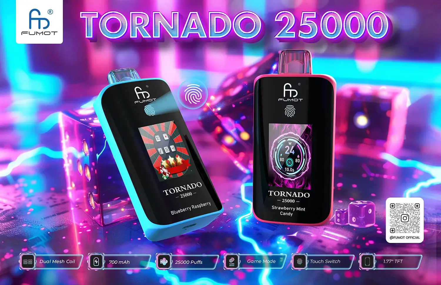 Fumot Tornado 25000 2.5万パフ タッチ操作対応大容量VAPE